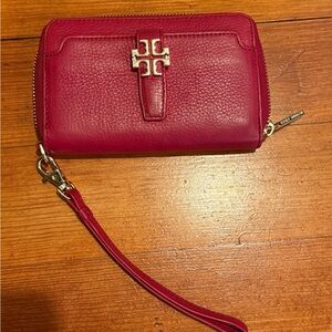 Tory Burch Red Leather Wristlet Wallet